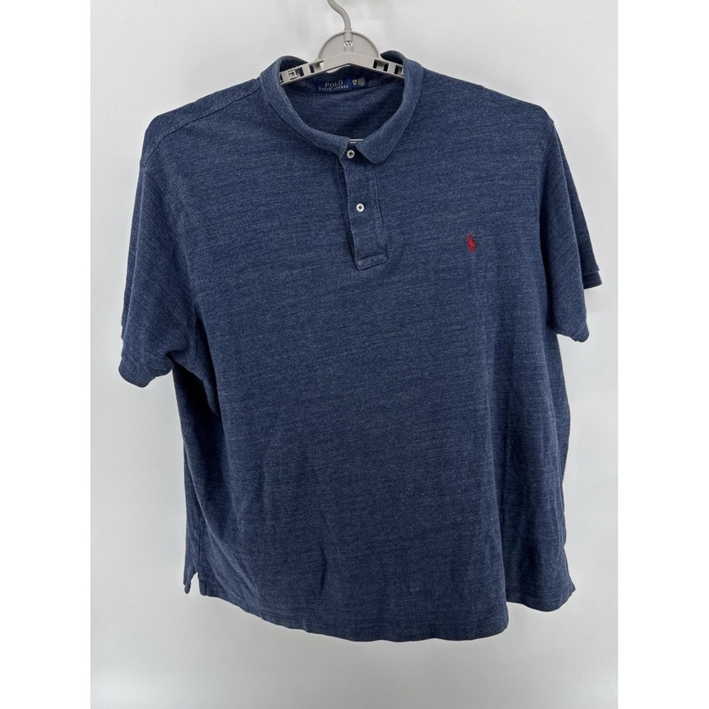 Ralph Lauren Polo Shirt Mens 3XB Blue Red Pony Golf Casual Short Sleeve Preppy